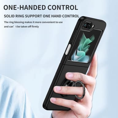 Til Samsung Galaxy Z Flip5 5G Dekseldeksel Ring Bilfeste - Svart