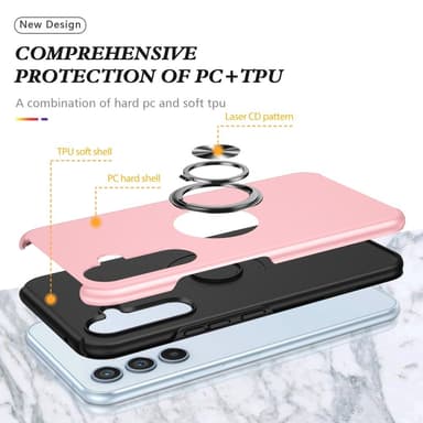 Samsung Galaxy S24+ Hybrid Deksel Med Fingerring - Rosa