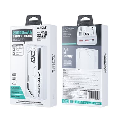 WEKOME WP-16 Mecha Gen3 22.5W superhurtigladende kraftbank 20000mAh