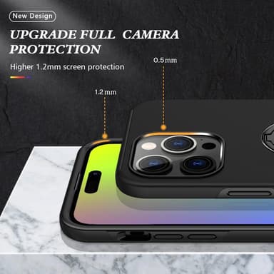 Til iPhone 15 Pro Hybrid Deksel Med Fingerring - Svart