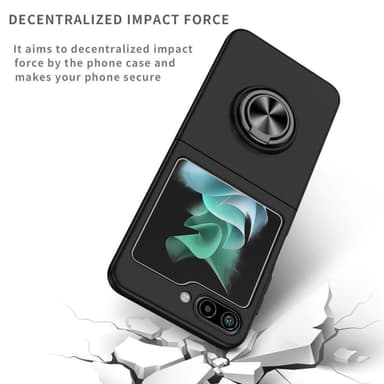 Til Samsung Galaxy Z Flip5 5G Dekseldeksel Ring Bilfeste - Svart