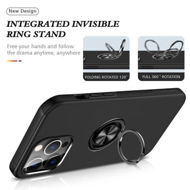 Til iPhone 15 Pro Hybrid Deksel Med Fingerring - Svart