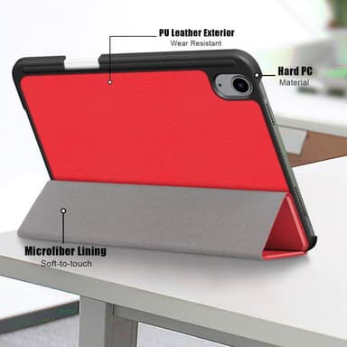 Apple iPad mini 6 (2021) Slim Fit Deksel Wake/Sleep - Rød