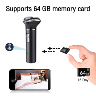Barbermaskin Innebygd HD 1080P bevegelsesdeteksjon WiFi-kamera med 64 GB minnekort