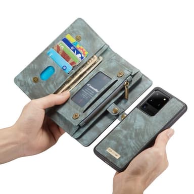 CASEME Samsung Galaxy S20 Ultra Retro Lær Lommebok-deksel - Blå