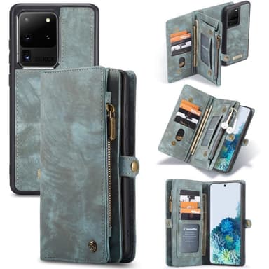 CASEME Samsung Galaxy S20 Ultra Retro Lær Lommebok-deksel - Blå