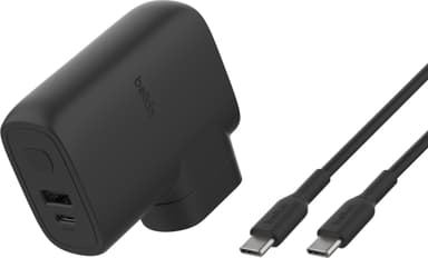 Belkin BoostCharge 25W hybrid vegglader + 5000mAh powerbank (sort)
