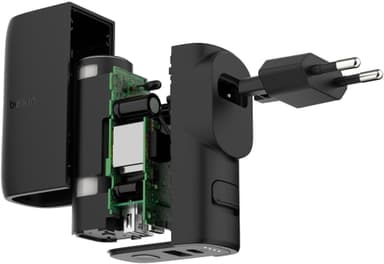 Belkin BoostCharge 25W hybrid vegglader + 5000mAh powerbank (sort)