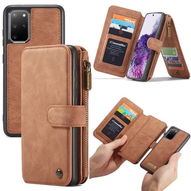 CASEME Samsung Galaxy S20 Plus Retro Lær Lommebok-deksel - Brun