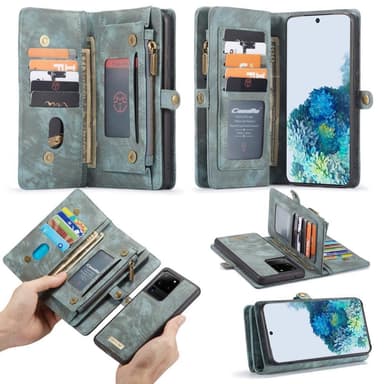 CASEME Samsung Galaxy S20 Ultra Retro Lær Lommebok-deksel - Blå
