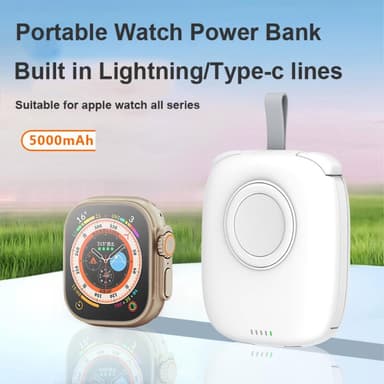 USB-C/lyn/trådløs 5000mAh bærbar strømbank