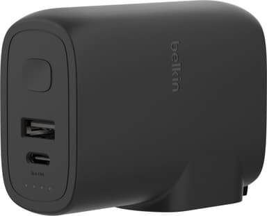 Belkin BoostCharge 25W hybrid vegglader + 5000mAh powerbank (sort)