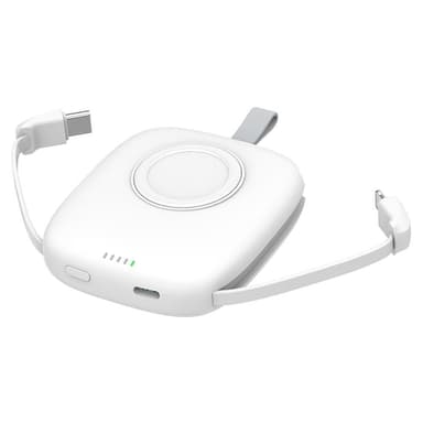 USB-C/lyn/trådløs 5000mAh bærbar strømbank