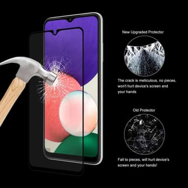 Samsung Galaxy A22 5G HAT PRINCE Helhetlig Herdet glass Svart