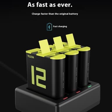 Batteri til GoPro Hero 12/11/10/9 Action kamera 1750mAh erstatningsbatteri