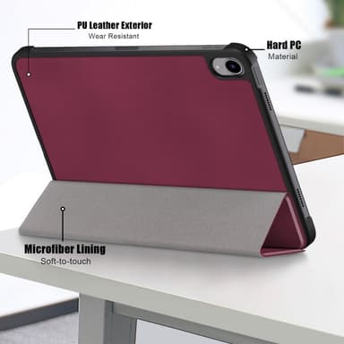 Apple iPad 10.9 2022 Slim Fit Trifoldbart Deksel - Vinrød