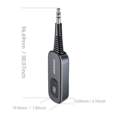 Bilstereo Bluetooth-sendermottaker 3,5 mm AUX-adapter for høyttalerforsterker