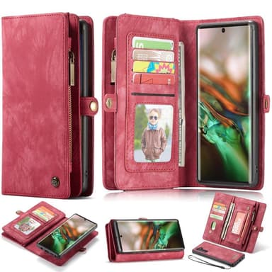 CASEME Samsung Galaxy Note 10 Retro Lær Lommebok-deksel - Rød