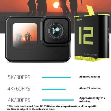 Batteri til GoPro Hero 12/11/10/9 Action kamera 1750mAh erstatningsbatteri