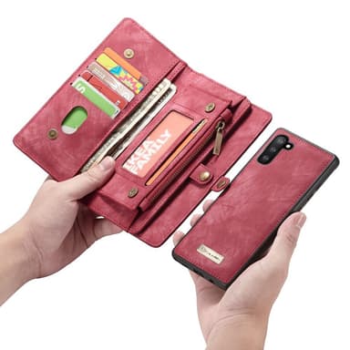 CASEME Samsung Galaxy Note 10 Retro Lær Lommebok-deksel - Rød