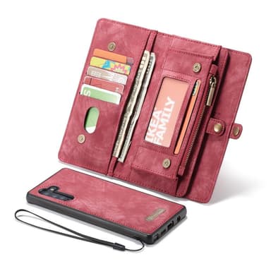 CASEME Samsung Galaxy Note 10 Retro Lær Lommebok-deksel - Rød