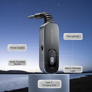 Bilstereo Bluetooth-sendermottaker 3,5 mm AUX-adapter for høyttalerforsterker