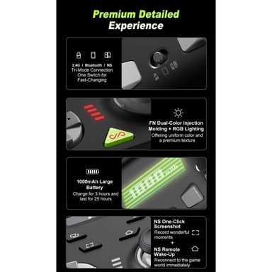 Bluetooth trådløs spillkontroller med mottaker kompatibel med Steam PC Android iOS Nintendo Switch - Svart