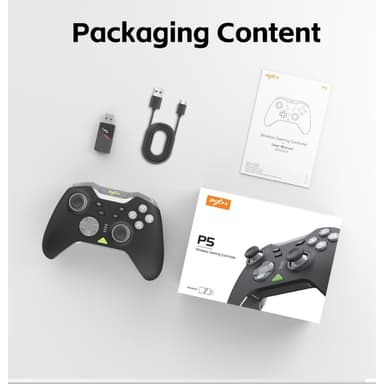 Bluetooth trådløs spillkontroller med mottaker kompatibel med Steam PC Android iOS Nintendo Switch - Svart
