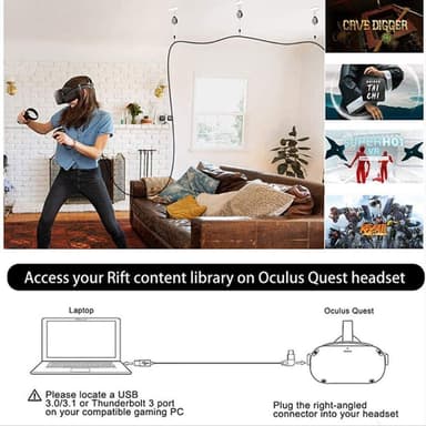 8M VR Oculus Quest USB 3.0-kabel USB C til en høyhastighets dataoverføring
