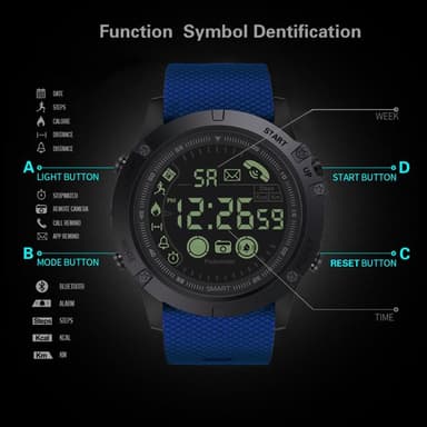 Smart Watch Aktivitetsmåler Vanntett for Apple/Android - Svart