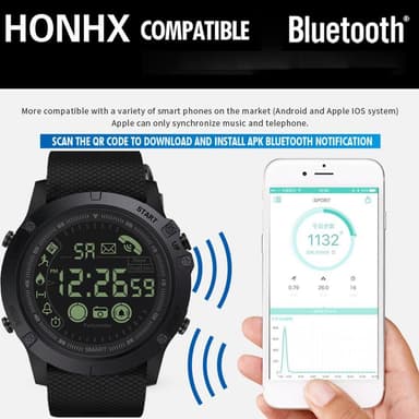 Smart Watch Aktivitetsmåler Vanntett for Apple/Android - Svart