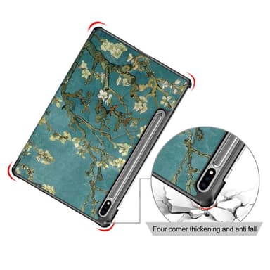 Slim Fit Dekseldeksel Til Samsung Galaxy Tab S7 FE/Tab S7 Plus/Tab S8+ - Hvite Blomster