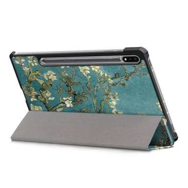 Slim Fit Dekseldeksel Til Samsung Galaxy Tab S7 FE/Tab S7 Plus/Tab S8+ - Hvite Blomster