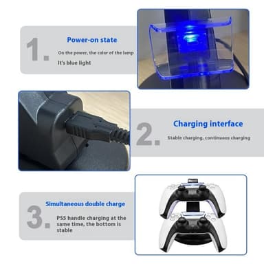 Ladestasjon & Oppbevaringsstativ for Sony PlayStation 5 Kontrollere