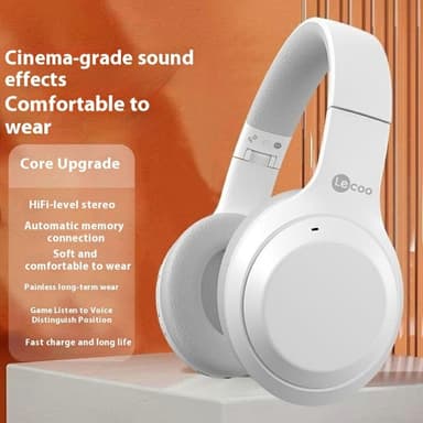 LENOVO Trådløse Over-Ear Hodetelefoner Sammenleggbare Gaming Music Bluetooth Headset - Hvit