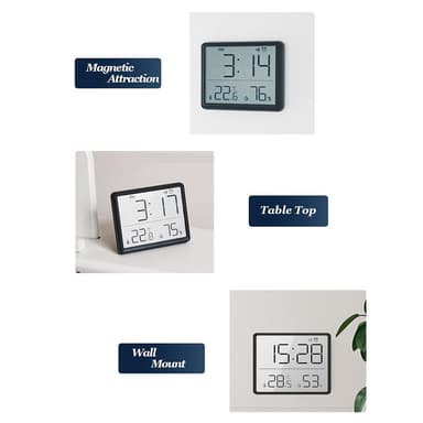 Digital vekkerklokke LCD-klokke med kalender temperatur og fuktighet