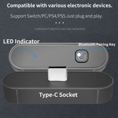 Kompatibel med Nintendo Switch Lite PS4 PS5 Spillkonsoll Bluetooth-mottakersender