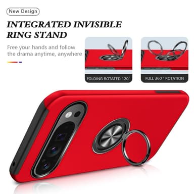 For Pixel 9/Pixel 9 Pro Hybrid Deksel med Fingerring - Mørkeblå