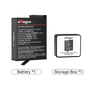 Batteri AMAGISN for DJI Osmo Action 4/3 1800mAh oppladbart kamerabatteri