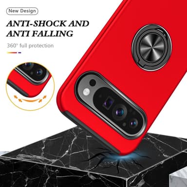 For Pixel 9/Pixel 9 Pro Hybrid Deksel med Fingerring - Mørkeblå
