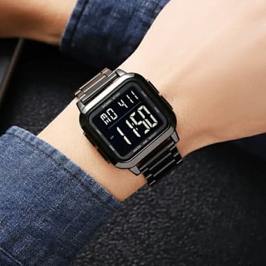 SKMEI Digital elektronisk armbåndsur Stålstropp Firkantet - Svart