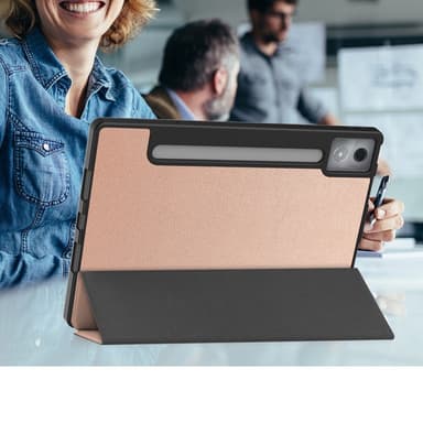 For Lenovo Idea Tab Pro Case Tri-Fold stativdeksel med penneholder - Rose Gold