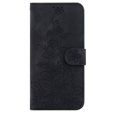 Til Xiaomi Redmi 14C Veske Stativ Lommebokveske Blomstermønster - Svart