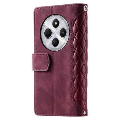 Til Xiaomi Redmi 14C Lommebok-deksel med glidelås Rhombus Stitching Line Telefonveske