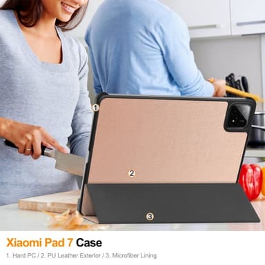 Slim Fit Dekselveske Til Xiaomi Pad 7 Auto Wake/Sleep - Rose Gold