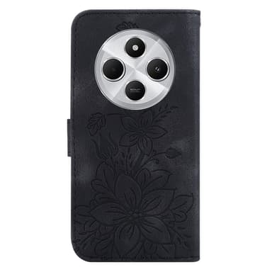 Til Xiaomi Redmi 14C Veske Stativ Lommebokveske Blomstermønster - Svart