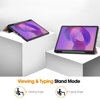 For Lenovo Idea Tab Pro Case Tri-Fold stativdeksel med penneholder - Rose Gold