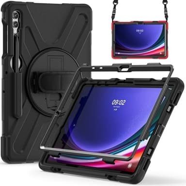 Til Samsung Galaxy Tab S10+/S9 FE+/S9+/S8+/ S7+Kraftig skallveske med skulderstropp