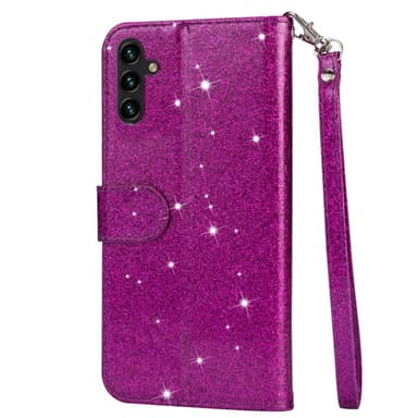 For Samsung Galaxy A56 5G Stående Glitterdeksel med Glidelåslomme - Purple