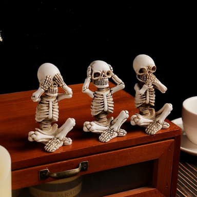 3 STK Halloween skummelt skrekkornament skummel dekorasjon sittende skjelett
